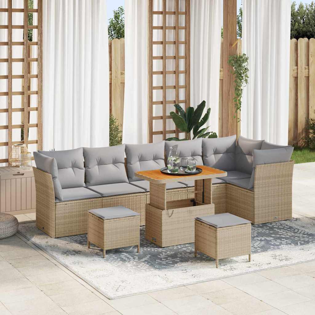 Vidaxl Ensemble De Canapé De Jardin 8 Pcs Beige Polyrotin