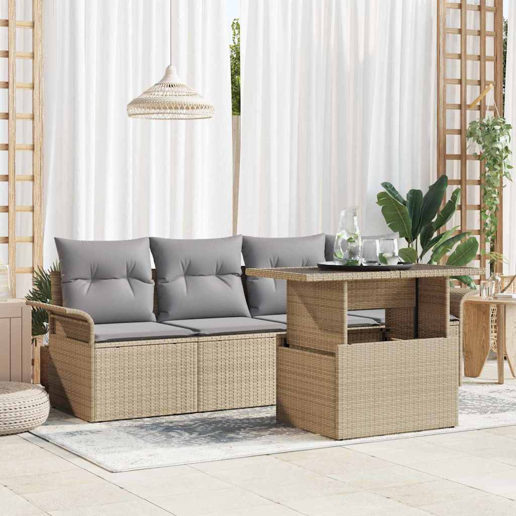 Vidaxl Ensemble De Canapé De Jardin Avec Coussin 5 Pcs Beige Polyrotin