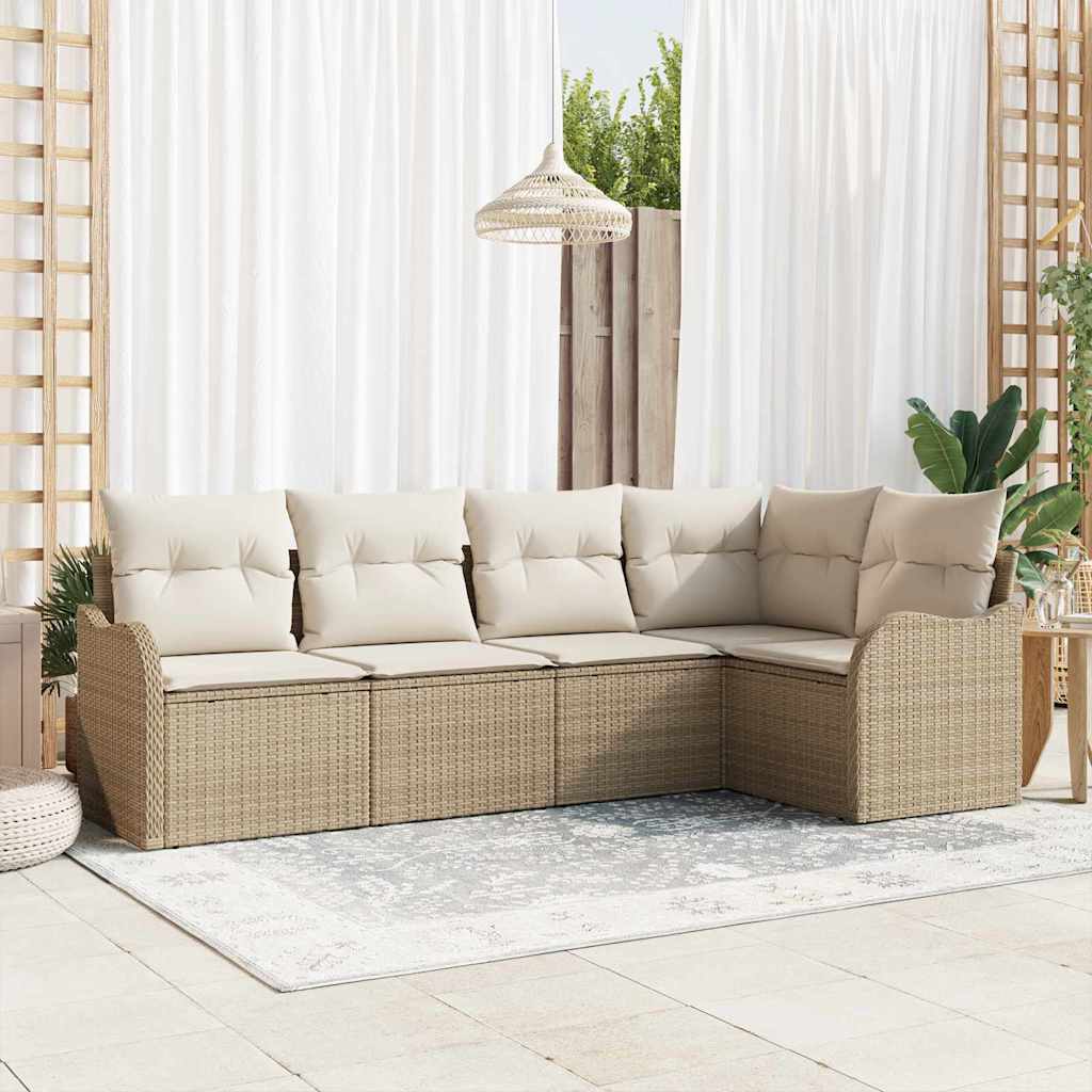 Vidaxl Ensemble De Canapé De Jardin 5 Pcs Beige Polyrotin