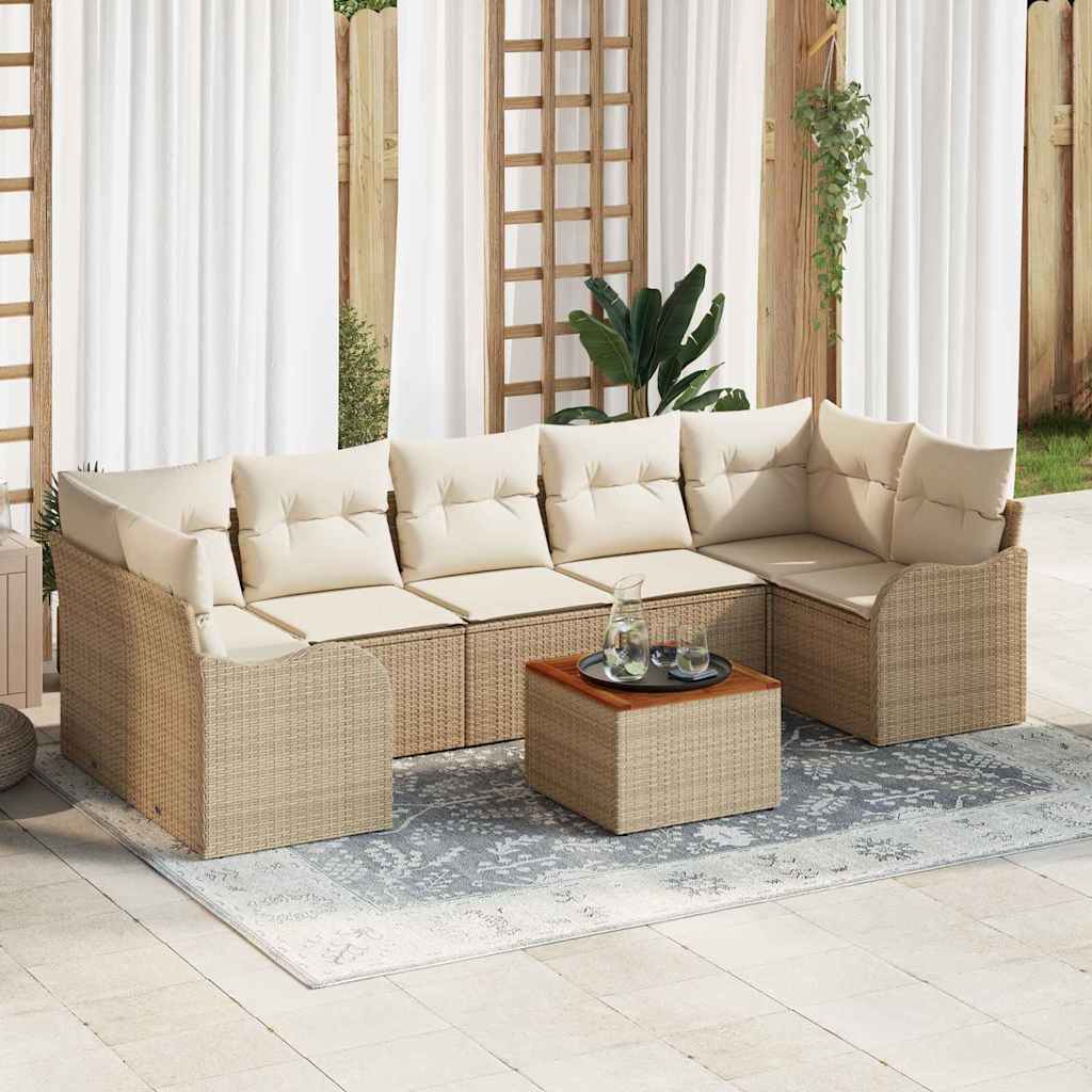Vidaxl Ensemble De Canapé De Jardin 8 Pcs Beige Et Crème Polyrotin