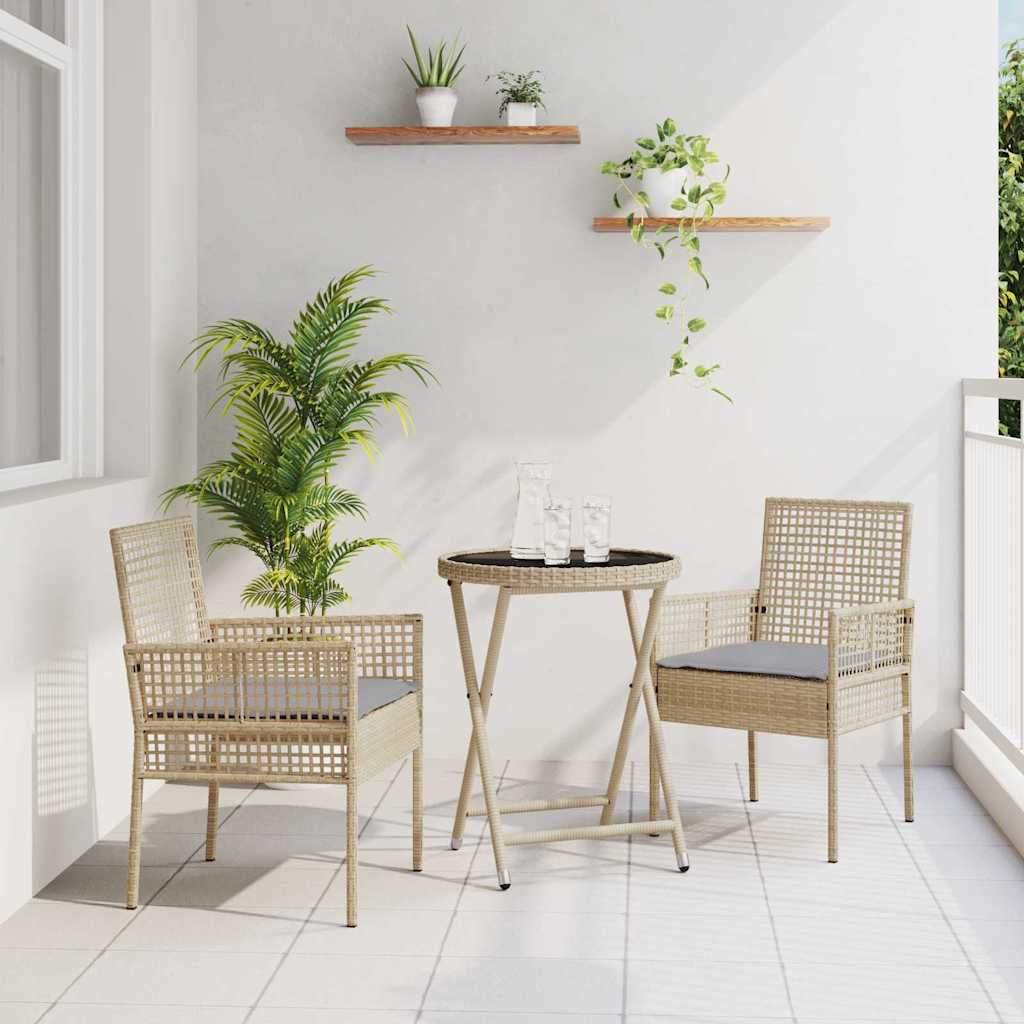 Vidaxl Ensemble Bistro De Jardin 3 Pcs Beige Polyrotin