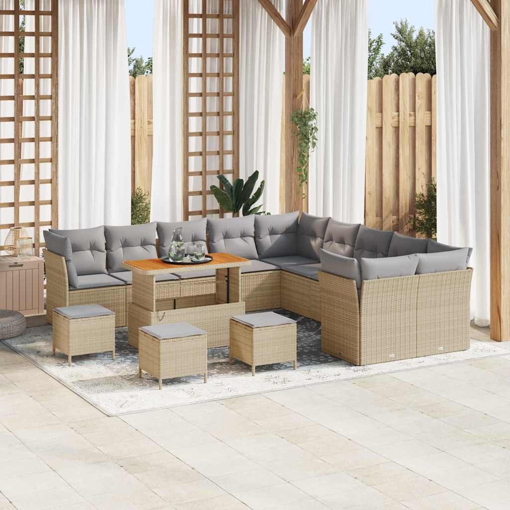Vidaxl Ensemble De Canapé De Jardin 14 Pcs Beige Et Gris Clair