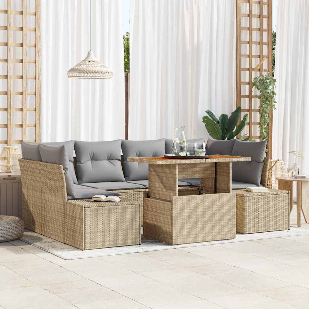 Vidaxl Ensemble De Canapé De Jardin 7 Pc Beige Et Gris
