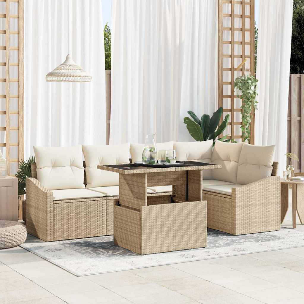 Vidaxl Ensemble De Canapé De Jardin Avec Coussin 6 Pcs Beige Et Crème