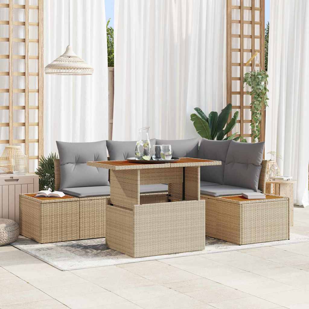 Vidaxl Ensemble De Canapé De Jardin 5 Pc Beige Et Gris