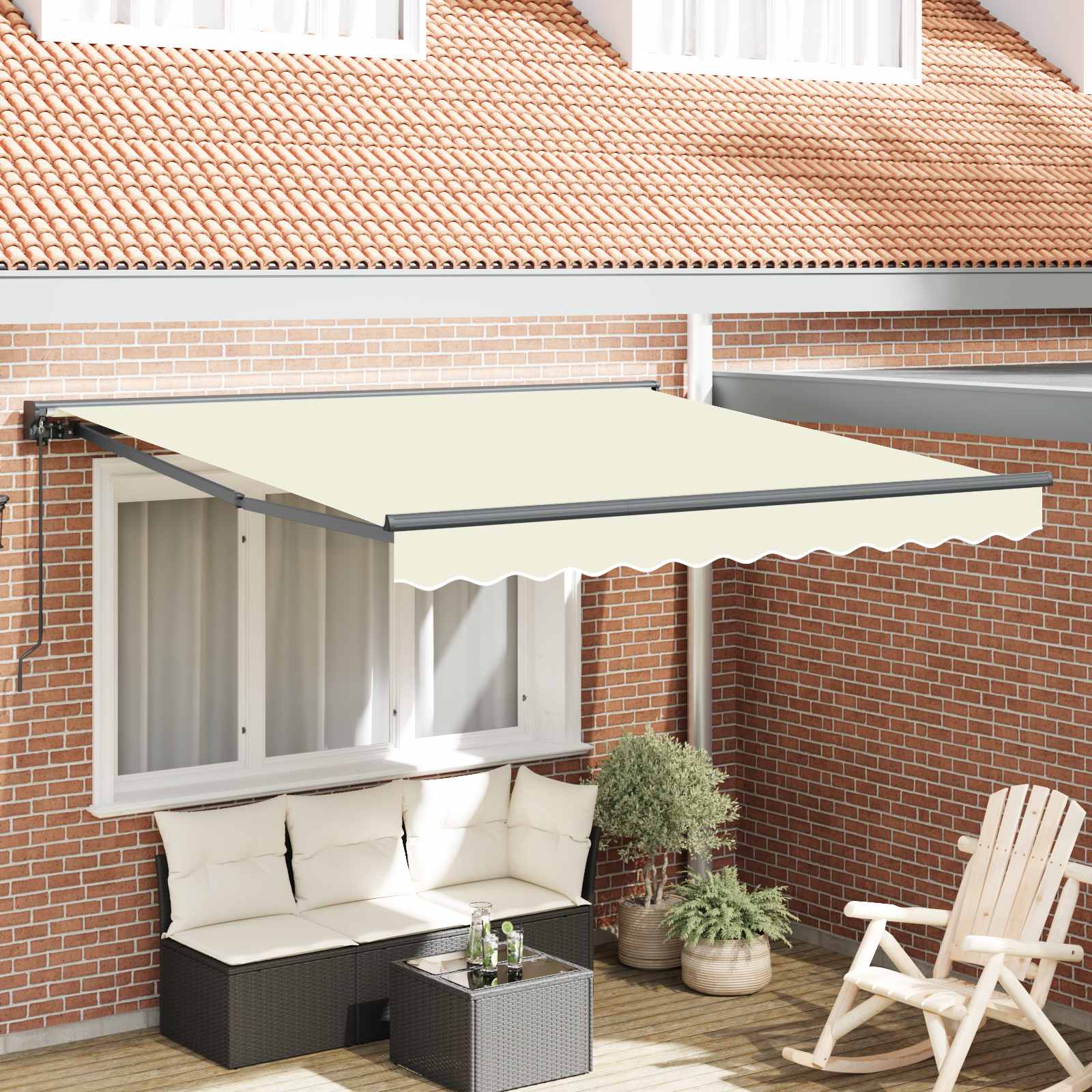 Vidaxl Cadre D'Auvent Crème 350 X 250 Cm Polyester Avec Revêtement Pu