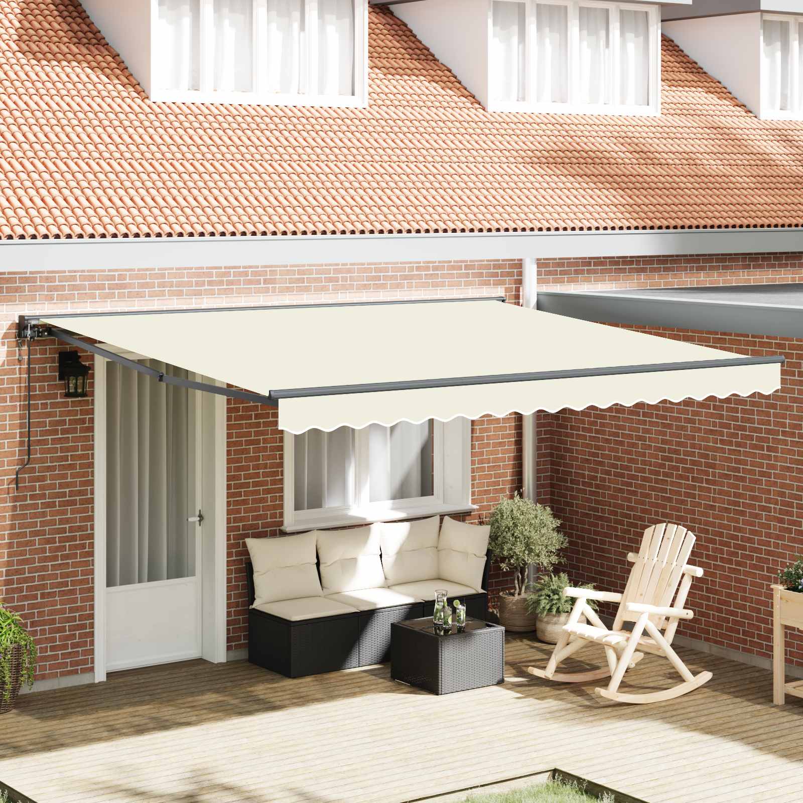 Vidaxl Cadre D'Auvent Crème 400 × 300 Cm Polyester Avec Revêtement Pu