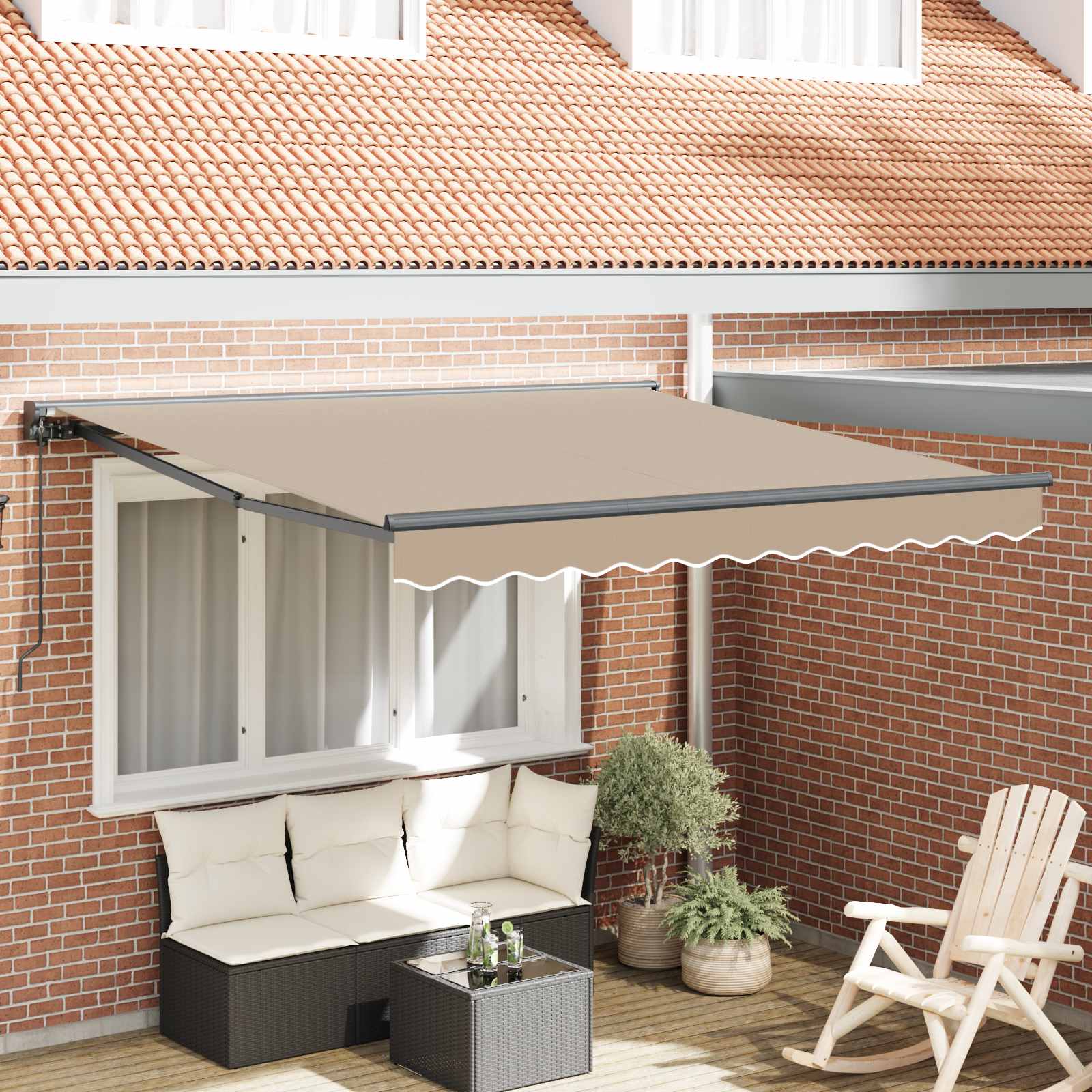 Vidaxl Cadre D'Auvent Beige 300 X 250 Cm Polyester Avec Revêtement Pu