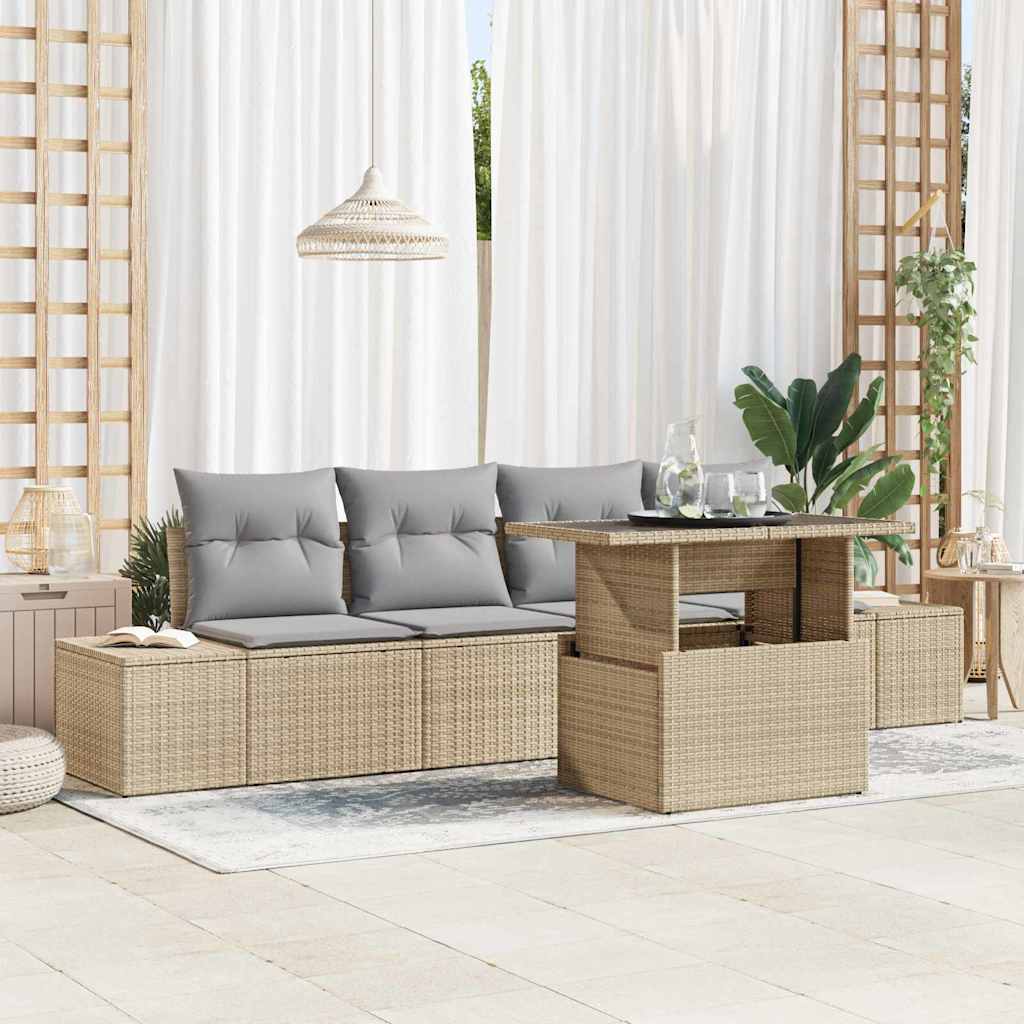Vidaxl Ensemble De Canapé De Jardin Réglable 5 Pcs Beige Et Gris Clair
