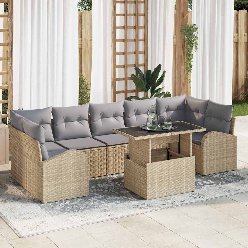 Vidaxl Ensemble De Canapé De Jardin 8 Pcs Beige Poly Rattan