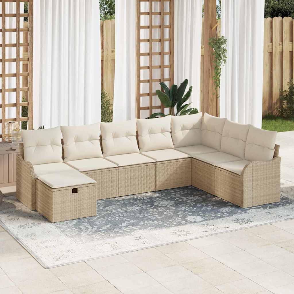 Vidaxl Ensemble De Canapés Avec Coussin 8 Pcs Beige Et Crème Polyrotin