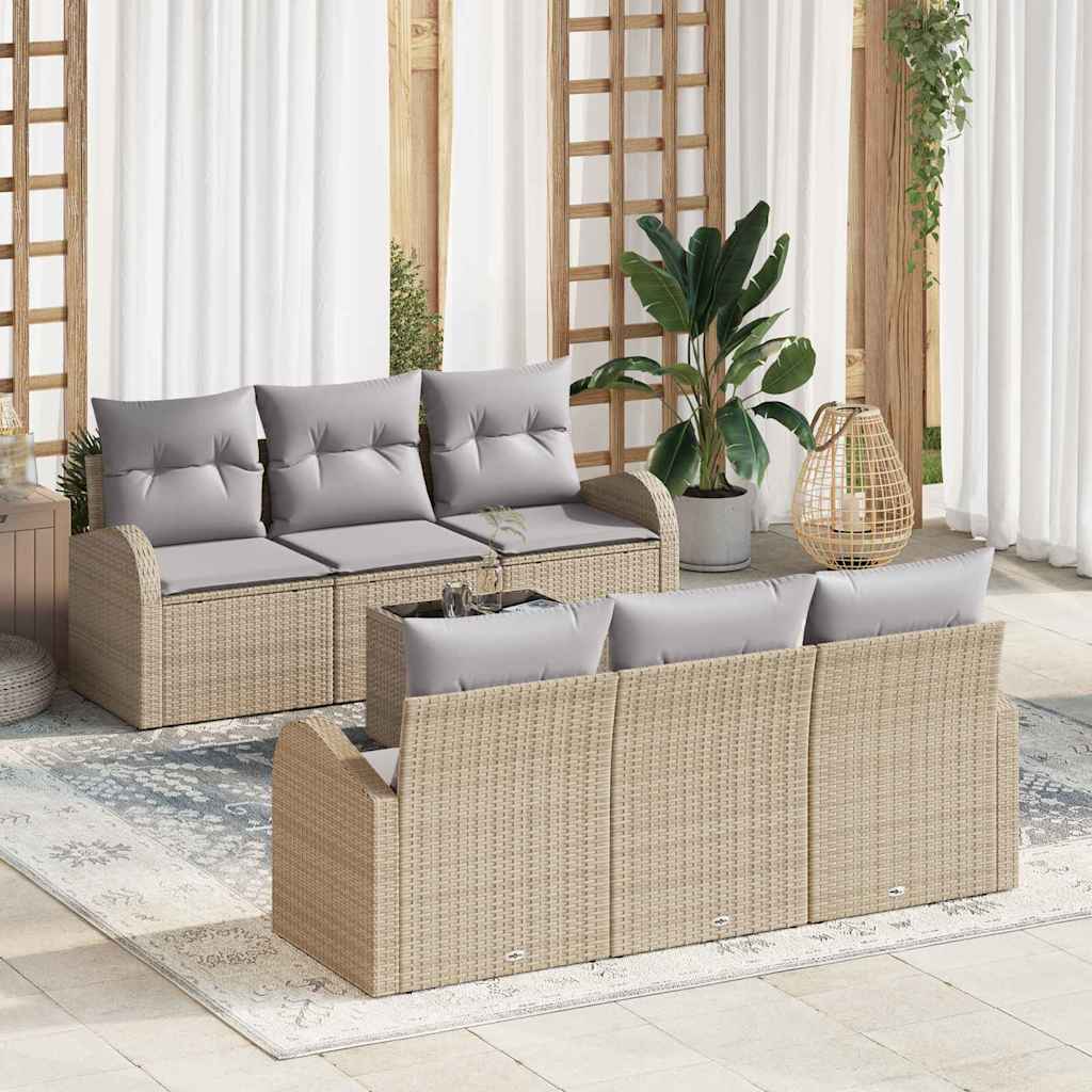 Vidaxl Ensemble De Canapé De Jardin 7 Pcs Beige Et Gris Polyrotin