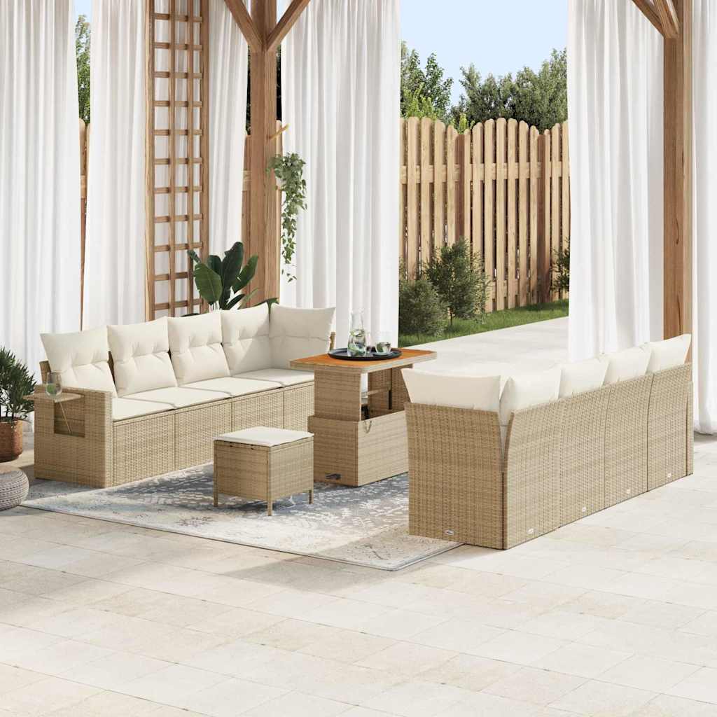 Vidaxl Ensemble De Canapé De Jardin 11 Pcs Beige Et Crème Polyrotin