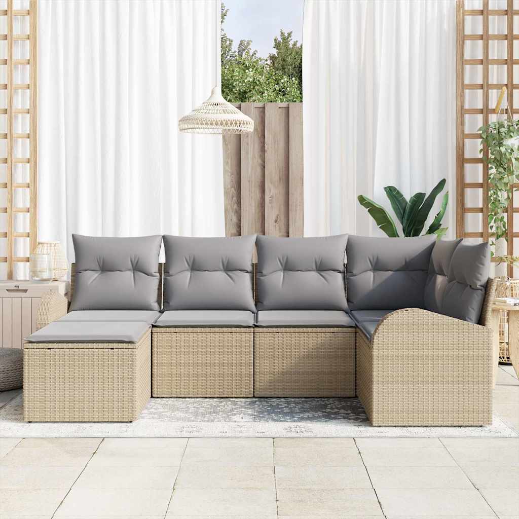 Vidaxl Ensemble De Canapés 6 Pcs Beige Et Gris Clair Polyrotin