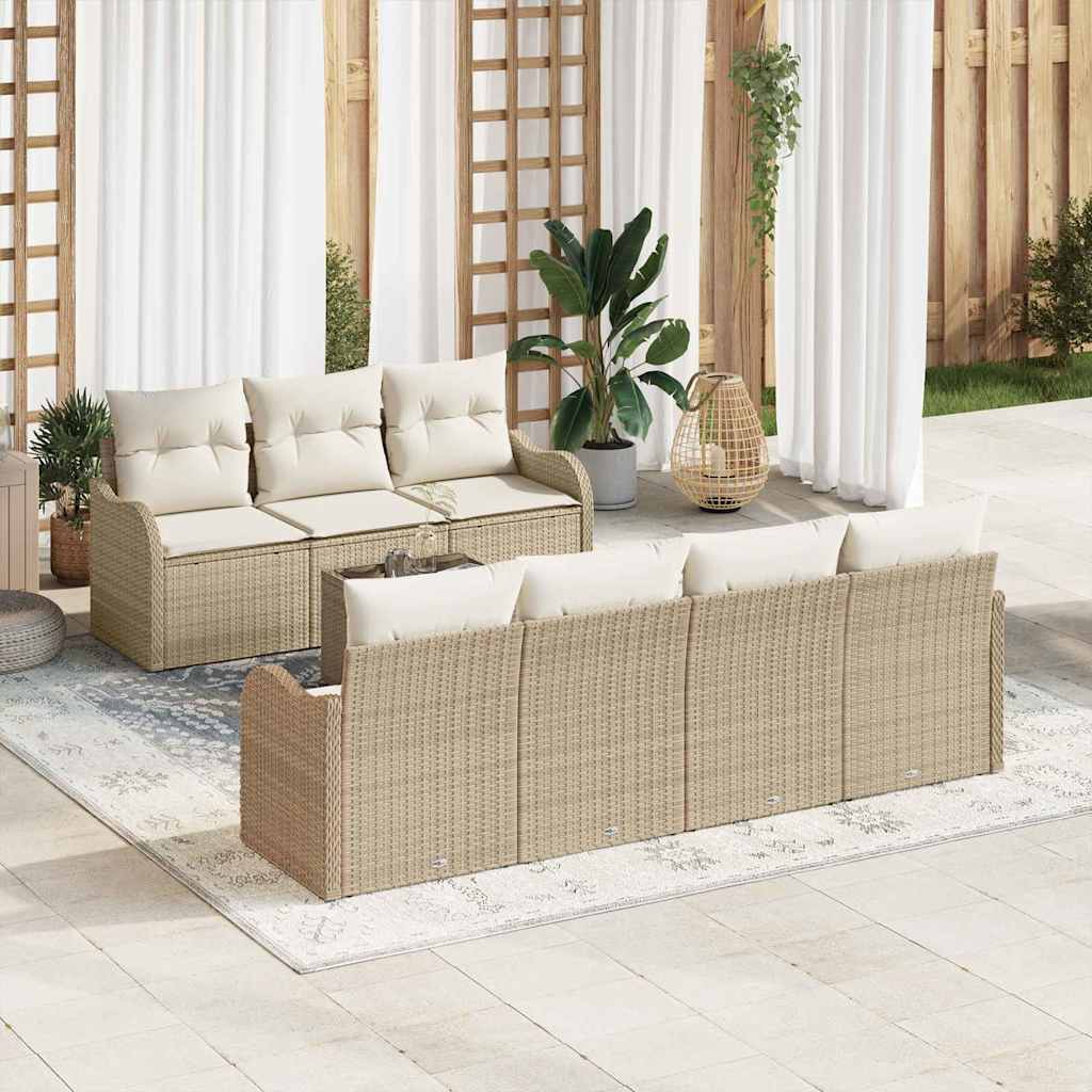 Vidaxl Ensemble De Canapé De Jardin Avec Coussin 8 Pcs Beige Et Crème