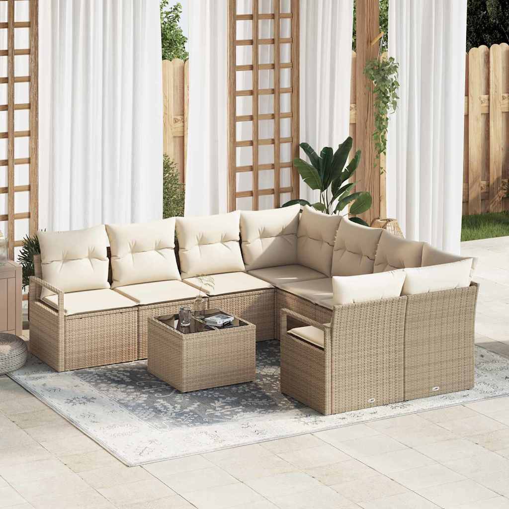 Vidaxl Ensemble De Canapés Avec Coussin 9 Pcs Beige Et Crème Polyrotin