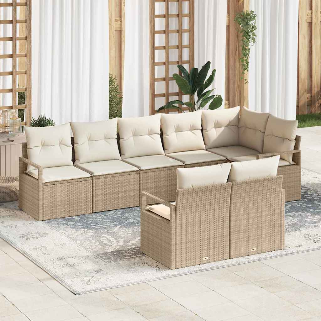 Vidaxl Ensemble De Canapé De Jardin 8 Pcs Beige Et Blanc Polyrotin