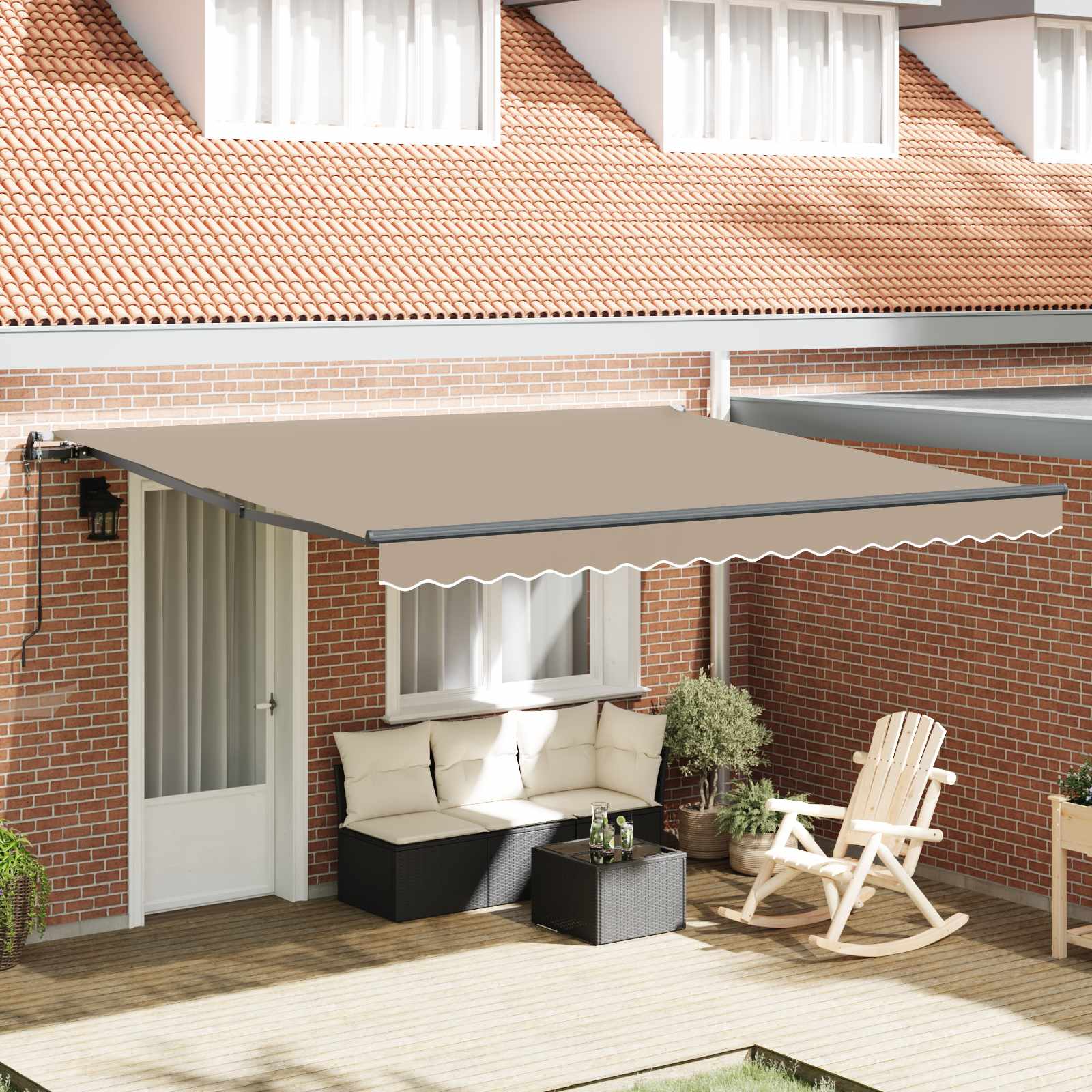Vidaxl Auvent Rétractable Beige 400 × 300 Cm Tissu Et Aluminium