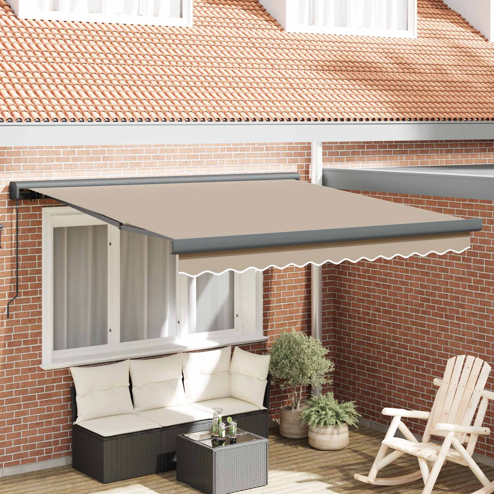 Vidaxl Auvent Rétractable Beige 300 X 250 Cm Toile Et Aluminium