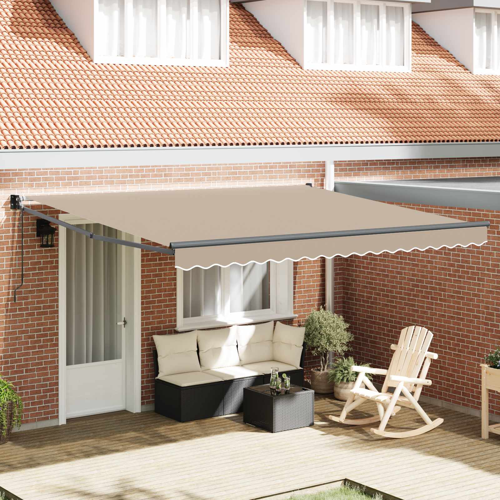 Vidaxl Auvent Rétractable Beige 400 × 300 Cm Polyester Et Métal