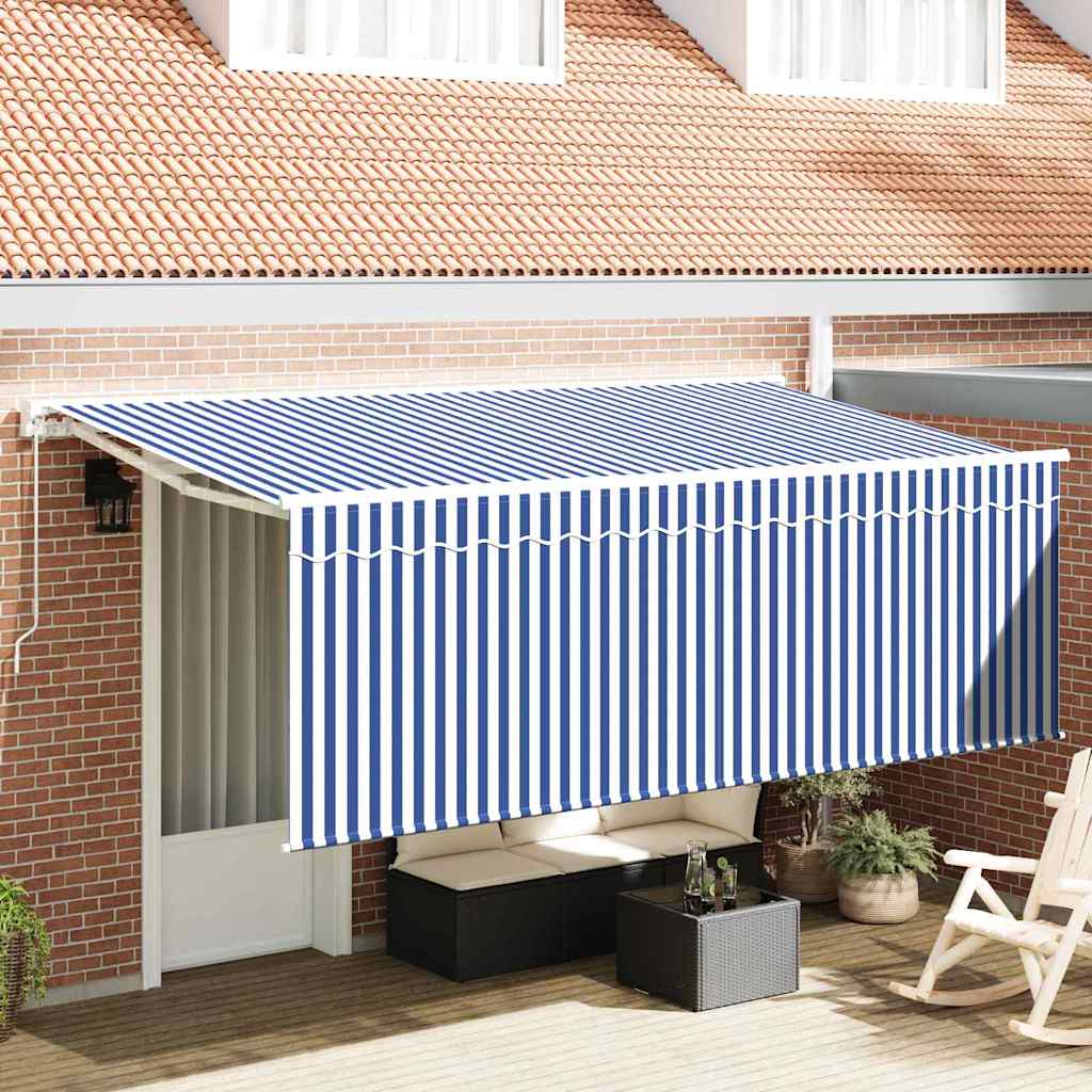 Vidaxl Auvent Rétractable Bleu 350 X 200 Cm Tissu