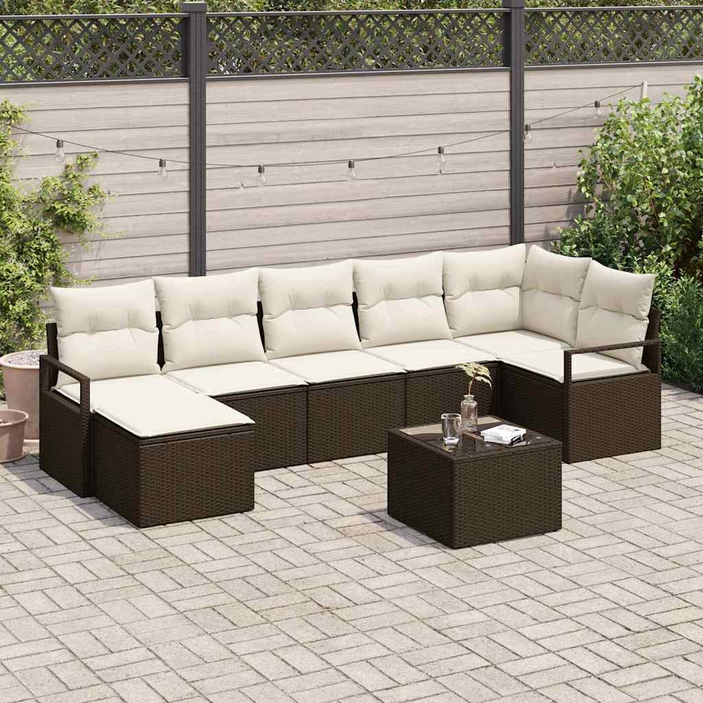 Vidaxl Ensemble De Canapés 8 Pcs Marron Polyrotin