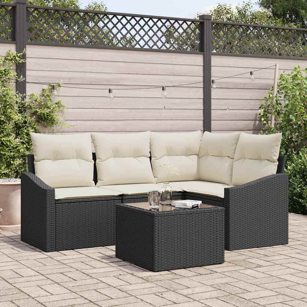 Vidaxl Ensemble De Canapé De Jardin 5 Pcs Marron Et Crème Polyrotin