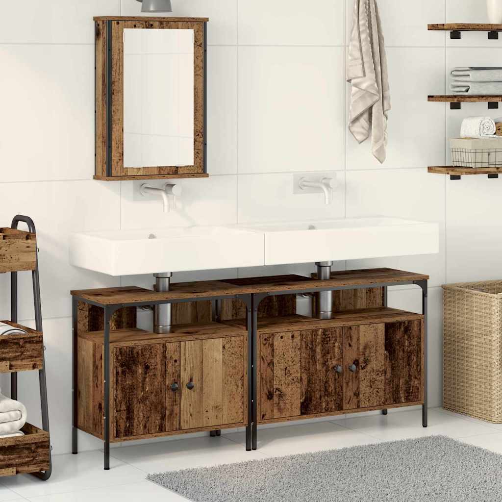 Vidaxl Meubles De Salle De Bain 3 Pcs Marron Bois D'Ingénierie