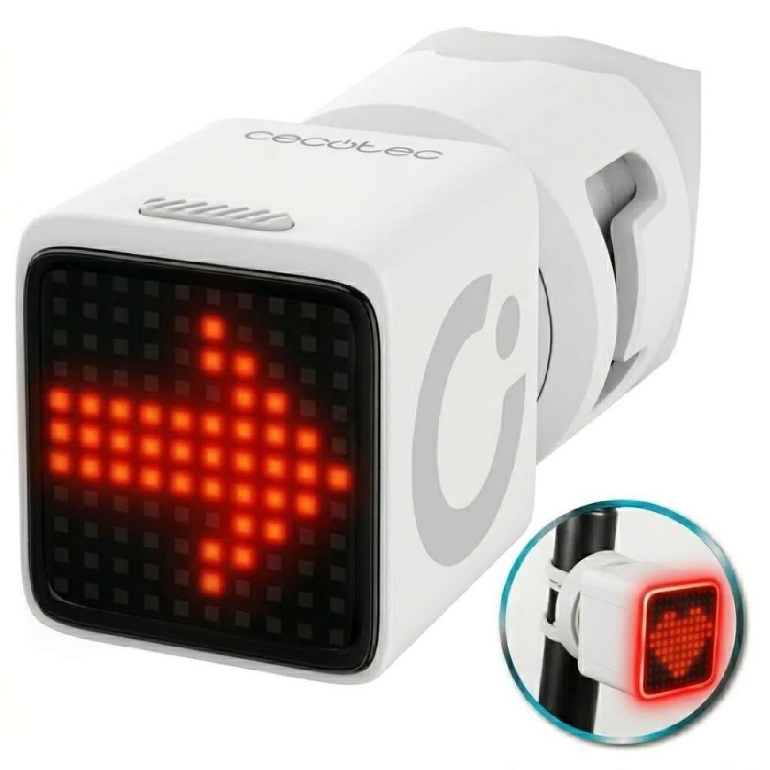 Cecotec Smart Tail Rücklicht, Weiß, Für Fahrräder Und Roller. Gps-tracker, Hochleistungs-led (180 Mcd), 5 Modi.