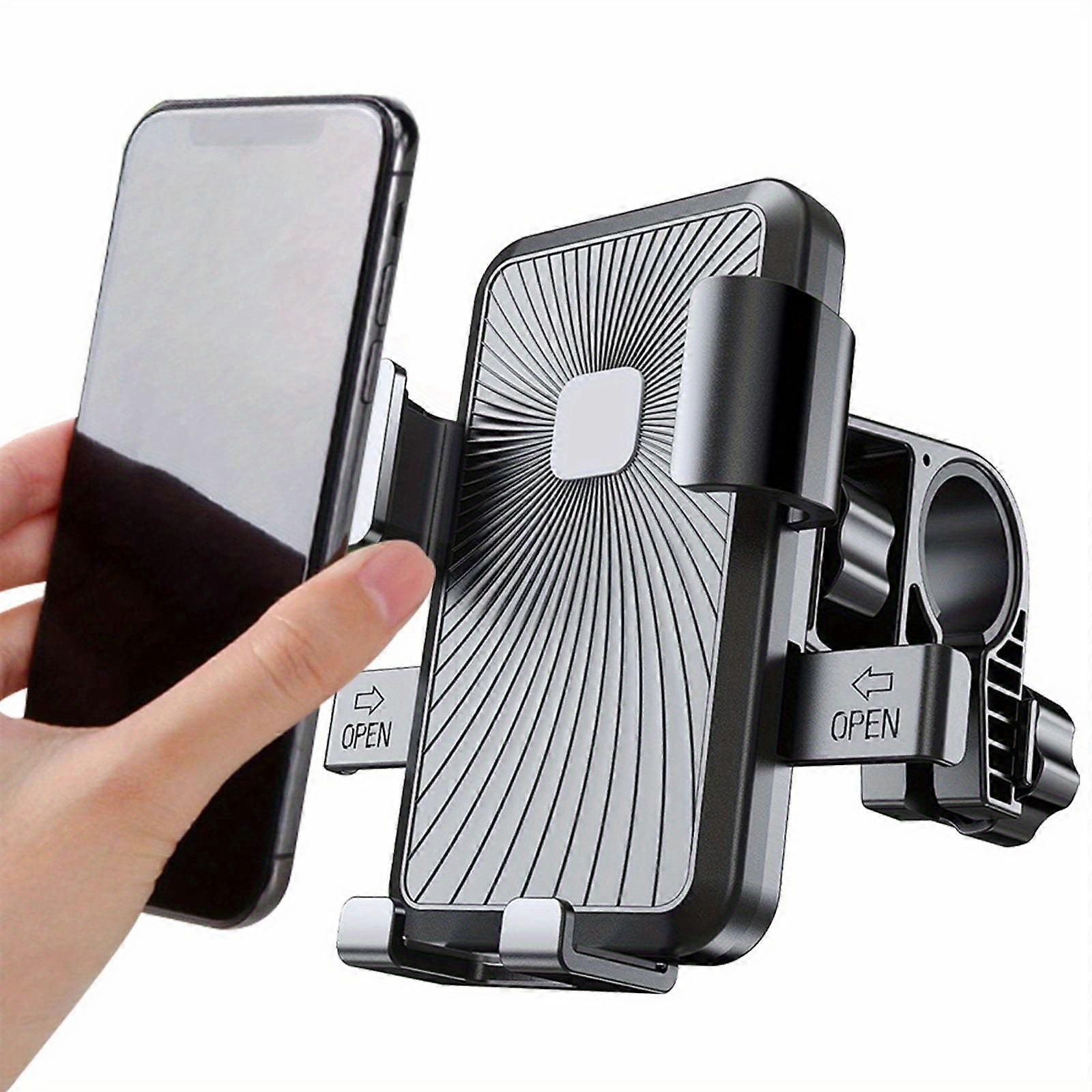 Support Universel Pour Téléphone De Vélo (noir Classique), Fixation Automatique Par Capteur De Gravité, Rotation À 360°, Utilisation À Une Main Pour Moto Et Scooter