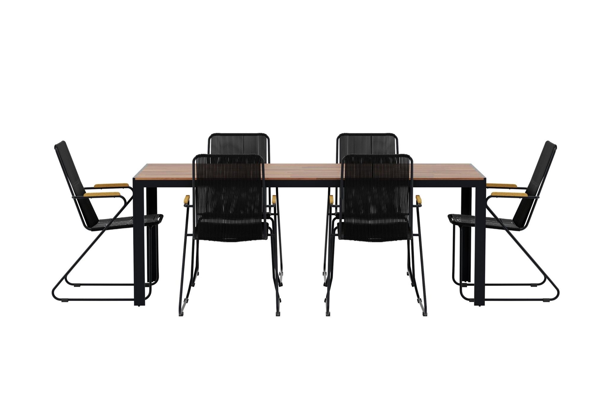 Bois Gartenset Tisch 90x200 Cm Natur 6 Stühle Schwarz.