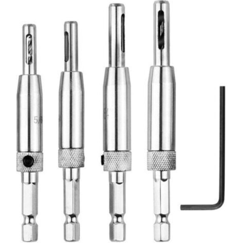 4pcs Paquet Forets À Charnière Auto-centrants, Jeu Forets Centrage, Quincaillerie Charnière Auto-centrante, Travail Du Bois, Réglable Pour Une Utilisation Dans Des Forets À Changement Rapide