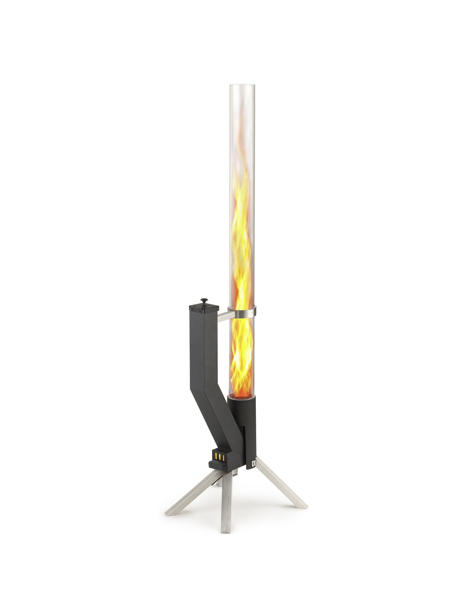 Gardenflare Klassik Feuerrohr Multicolor Edition Schwarz Silber Fuß