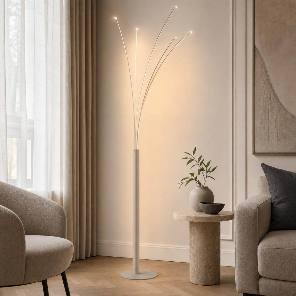 Led Stehleuchte Stehlampe Wohnzimmer Touchdimmer Sand Matt Metall H 187 Cm