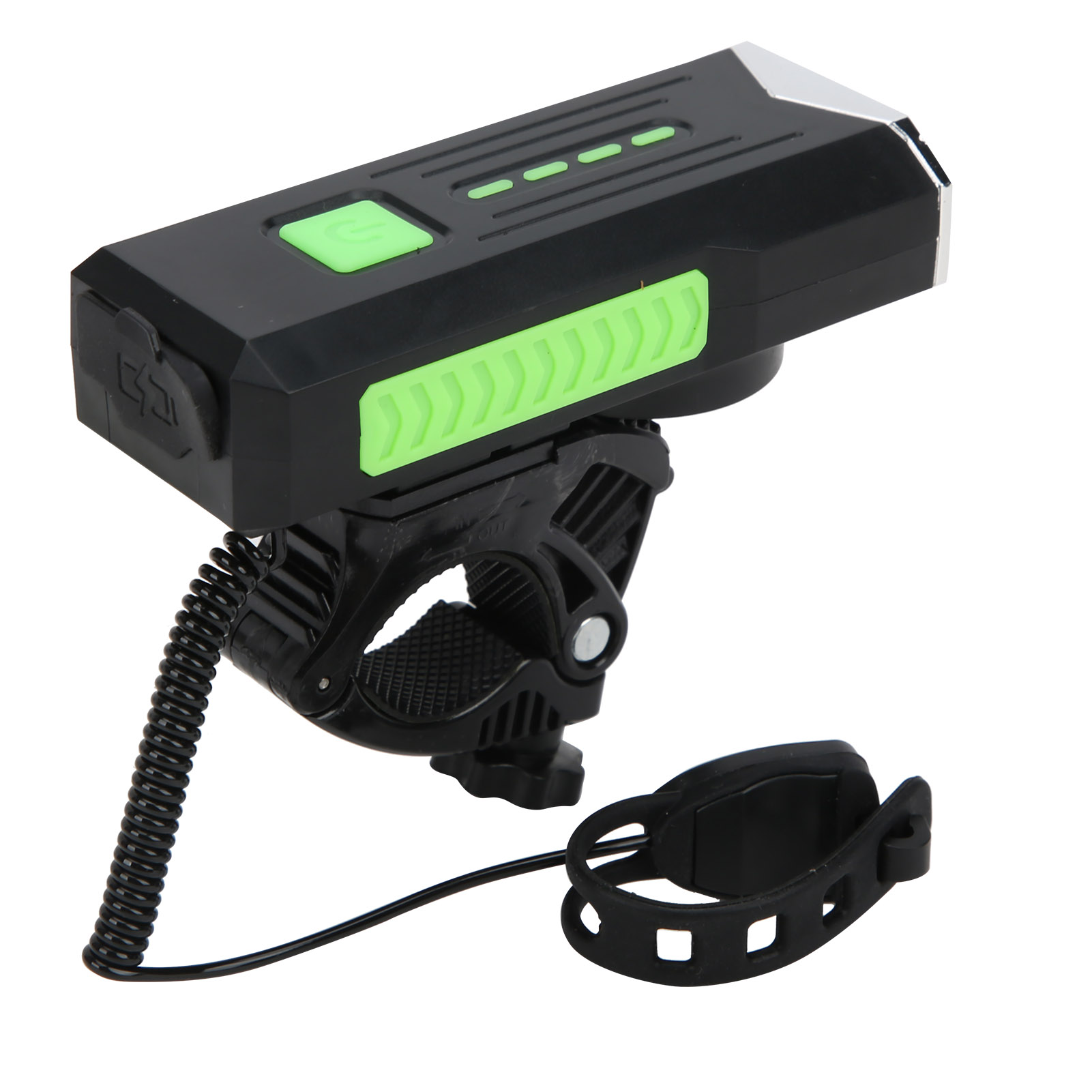 Fahrrad-frontlicht, Wasserdichte Taschenlampe, Hupe, Warnlicht, Usb-aufladbar, Für Fahrräder, Grün