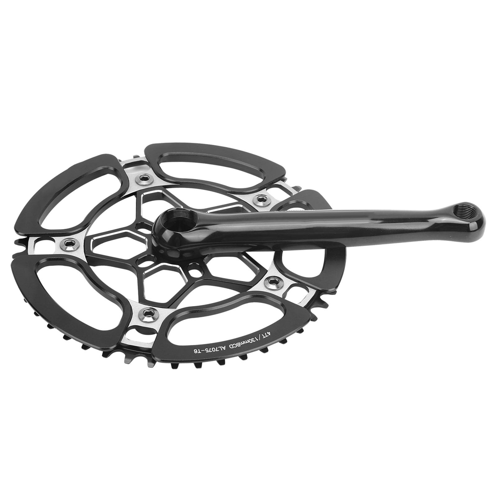 Bcd130mm Fahrradkurbelgarnitur Kurbelarm Aluminiumlegierung 47t Singlespeed-kettenblatt Zubehör Schwarz