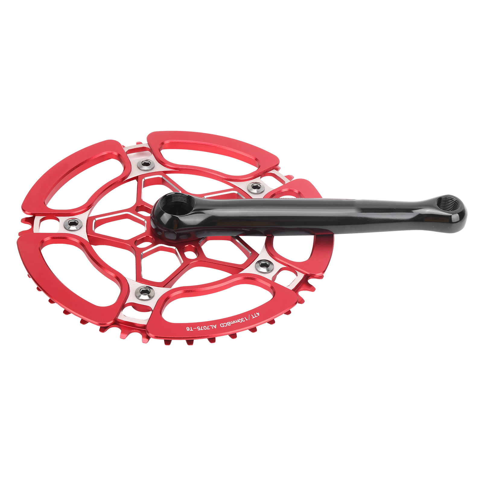 Bcd130mm Fahrradkurbelgarnitur Kurbelarm Aluminiumlegierung 47t Singlespeed-kettenblatt Zubehör Rot