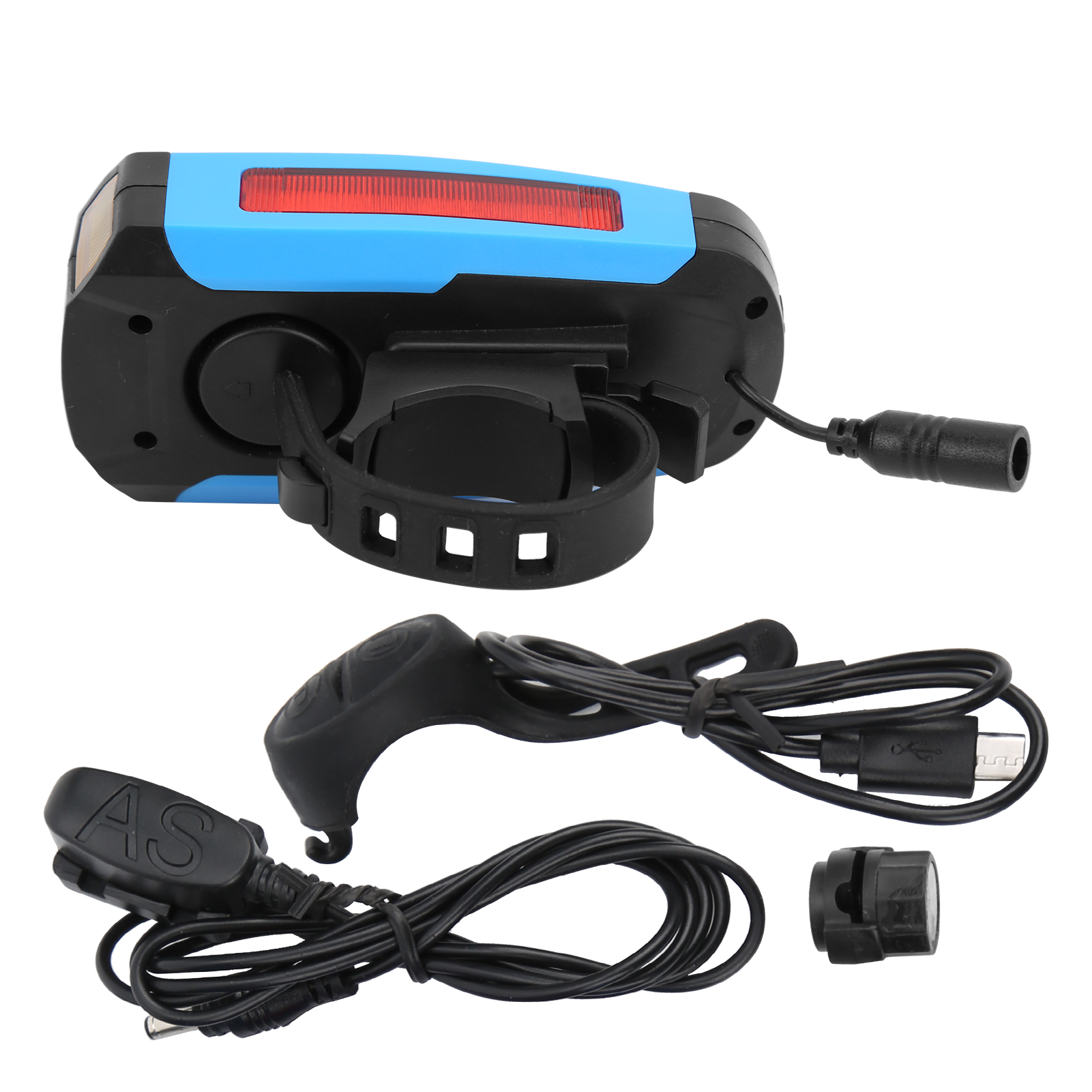 Usb-fahrradtaschenlampe Mit Led-led-computer, Hupe, Frontlicht, Scheinwerfer, Leistungsanzeige (blau)
