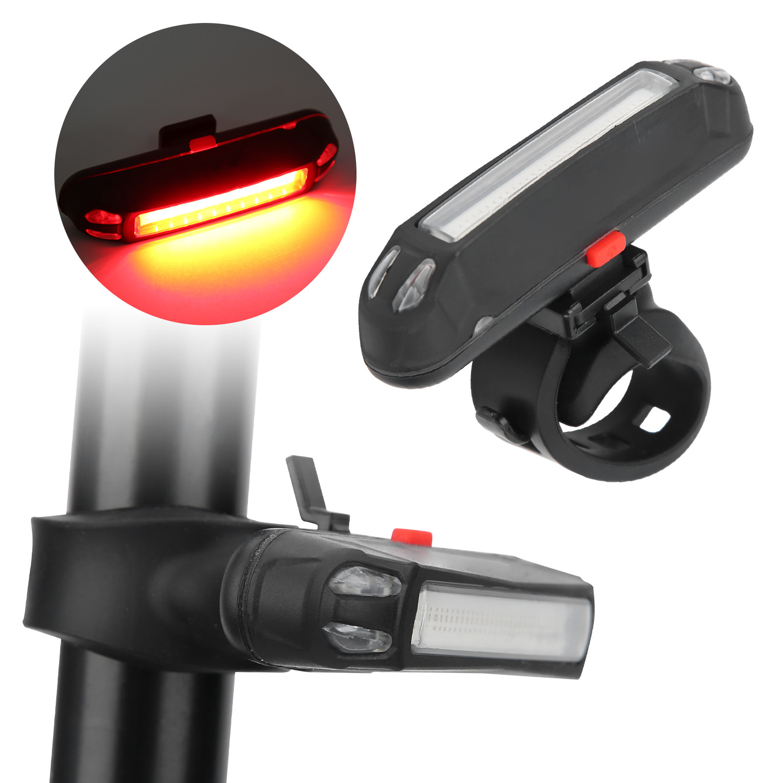 Usb-wiederaufladbares Fahrradrücklicht, Sicherheitssignal, Fahrradzubehör Wr01b Rot Grün Blau