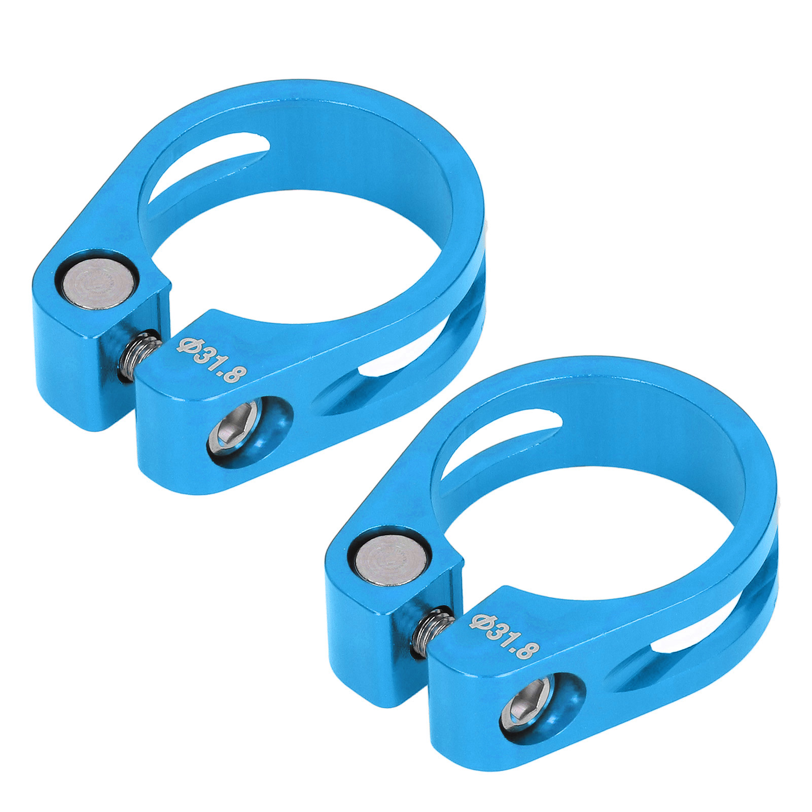 Set Aus Zwei Schnellspann-sattelstützenklemmen Aus Aluminium Für Fahrräder, Geeignet Für Fahrradzubehör, Blau.