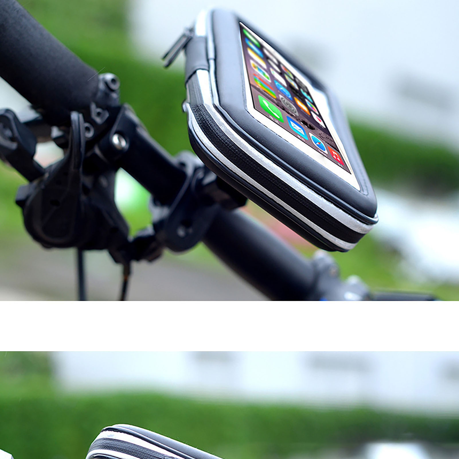 Wasserdichte Fahrradlenkertasche, Touchscreen-kompatibel, Handyhalterung (größe M).
