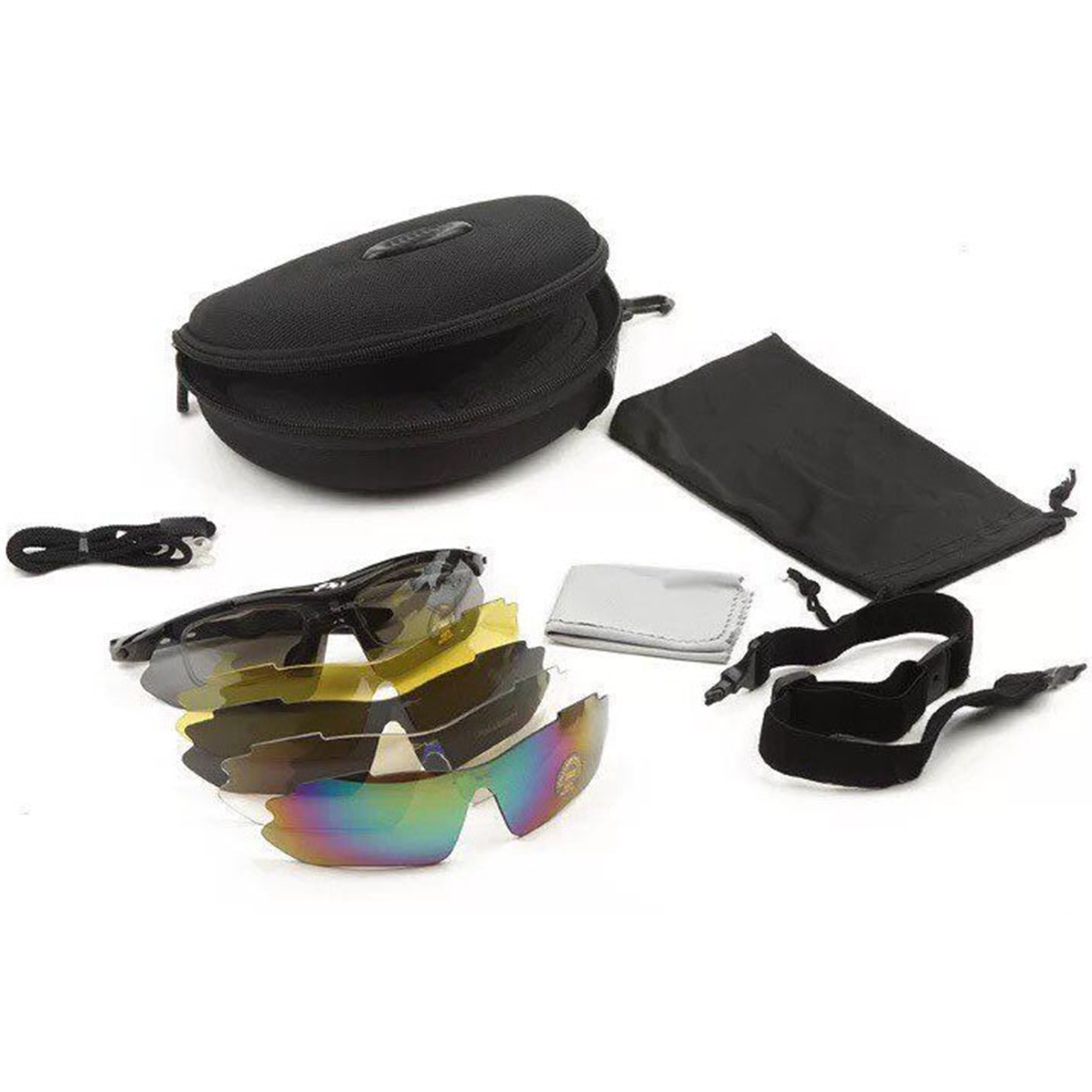 Leichte Polarisierte Fahrradbrille Mit Schwarzem Rahmen Und 5 Gläsern, Geeignet Zum Laufen Und Angeln Im Freien.