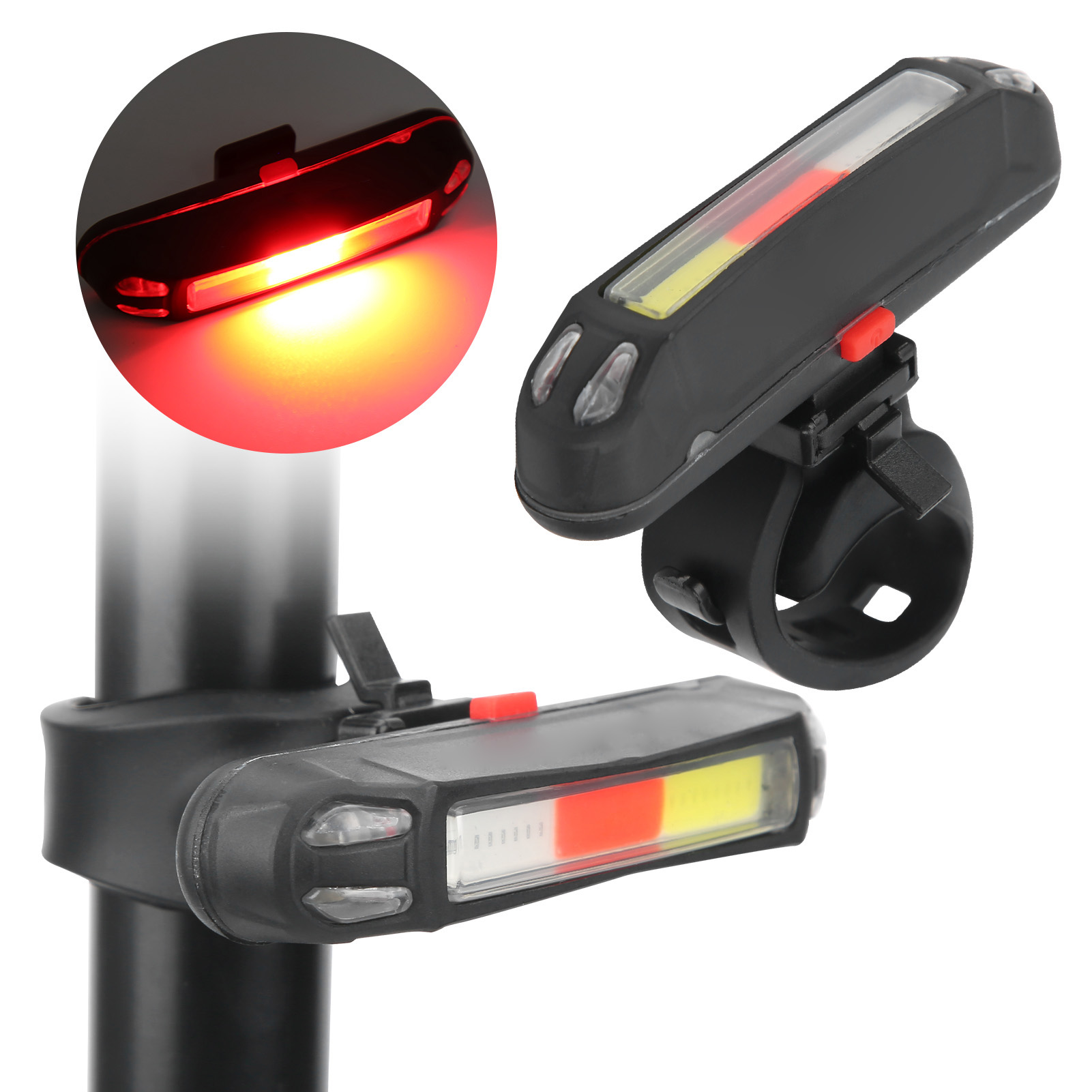 Usb-wiederaufladbares Fahrradrücklicht, Sicherheitssignal, Fahrradzubehör Wr01a Rot Weiß Blau