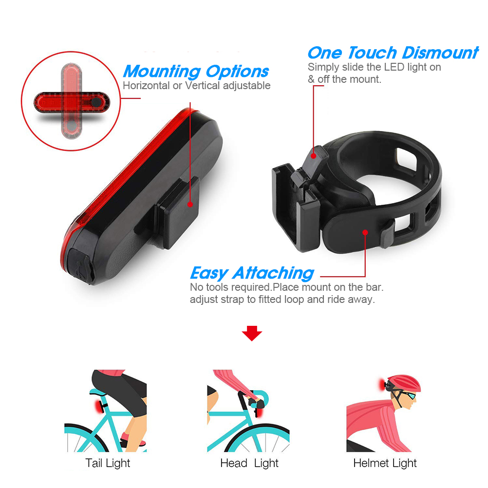 Rücklicht Für Mountainbikes, Ultrahell, Usb-aufladbar, Rote Led-beleuchtung