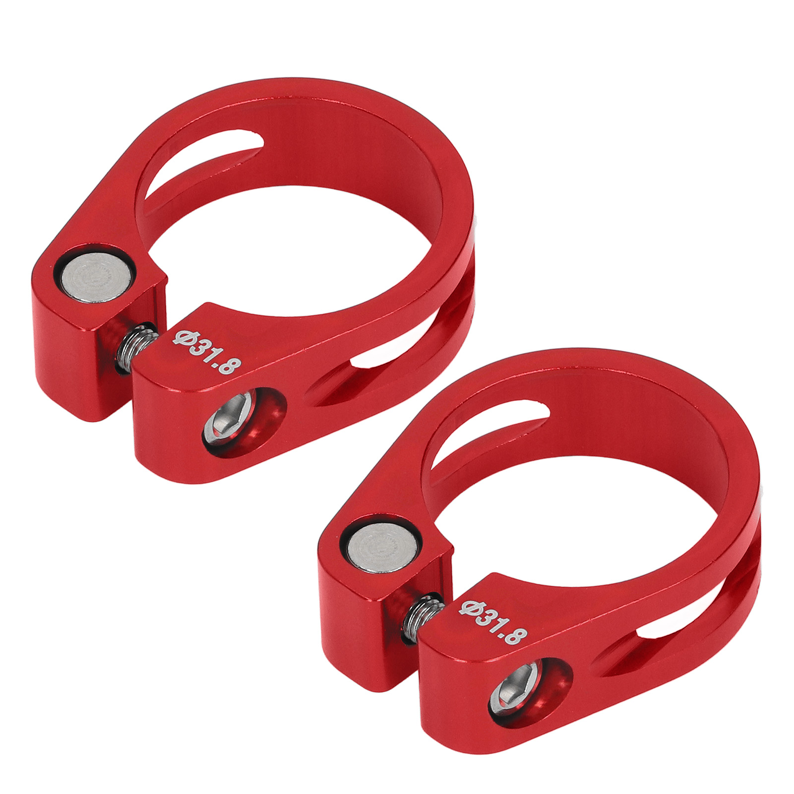 Set Aus Zwei Schnellspann-sattelstützenklemmen Aus Aluminium Für Fahrräder, Geeignet Für Fahrradzubehör, Rot.