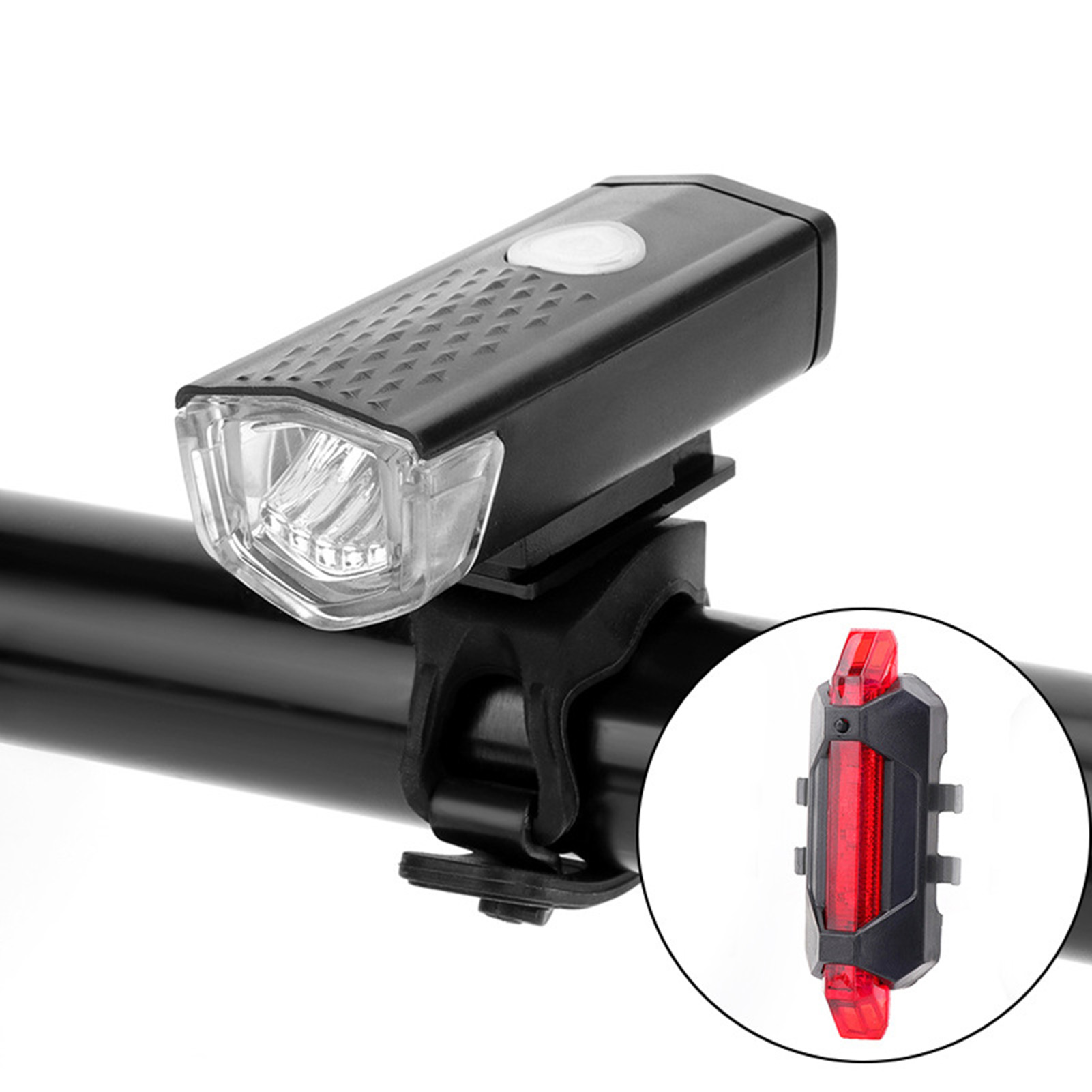 Fahrradbeleuchtungsset, Usb-aufladbar, Helle Beleuchtung, Schwarzer Frontscheinwerfer, Rotes Rücklicht, Geeignet Für Nachtfahrten.