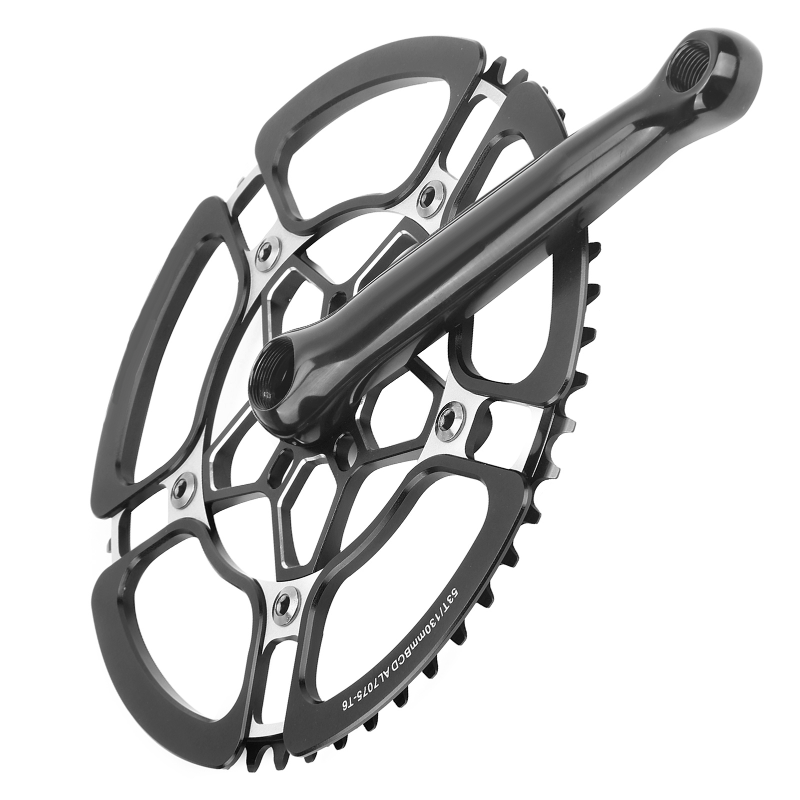 170-mm-fahrradkurbelgarnitur Aus Aluminiumlegierung, 53 Zähne, Singlespeed-kurbelarm, Kettenblatt, Zubehör, Schwarz