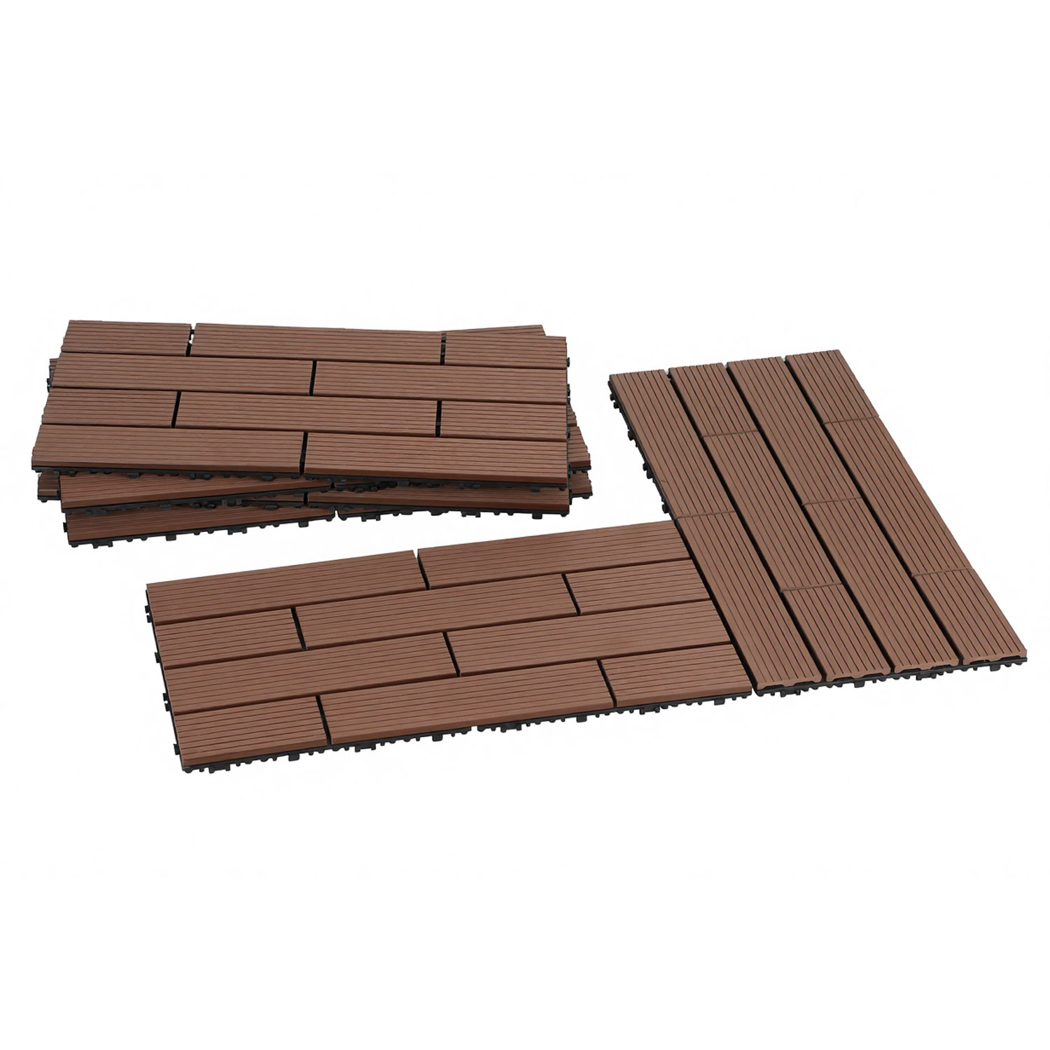 Jiubiaz Wpc Terrassenfliesen 30x60 Cm Rotbraun 48 Stück 8 M² Klickfliesen Garten Balkon