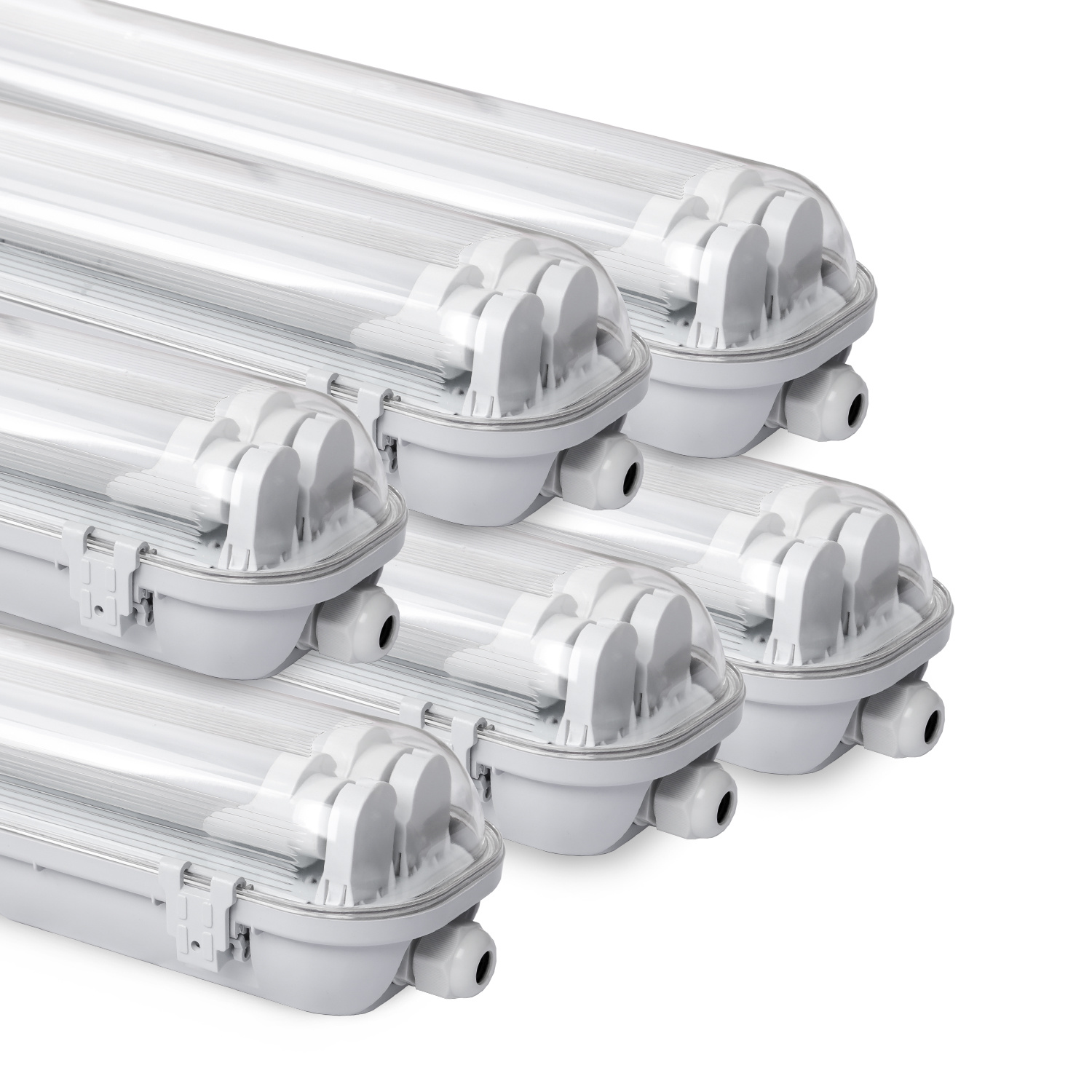 Jiubiaz Doppelte Led Feuchtraumleuchte 6er Set Ip65 - T8/g13 Wannenleuchte 150 Cm - 2 X 24w / 48w Pro Stück - 4000k Neutralweiß - 4800 Lm