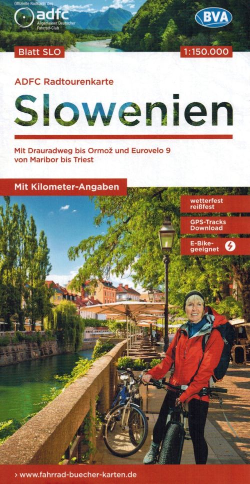 Slowenien 1:150.000 Wasserfeste Radkarte. Ausgabe 2024. Adfc